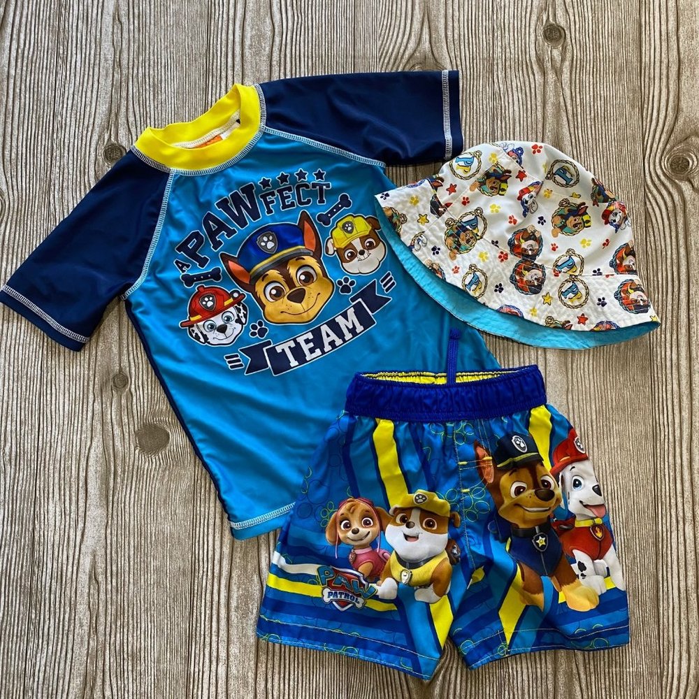Paw Patrol Rashguard trunks bucket hat set